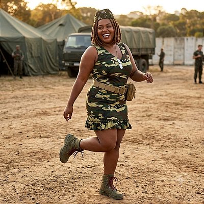 Fantasia Exército Vestido Plus Adulto - SOMENTE ALUGUEL