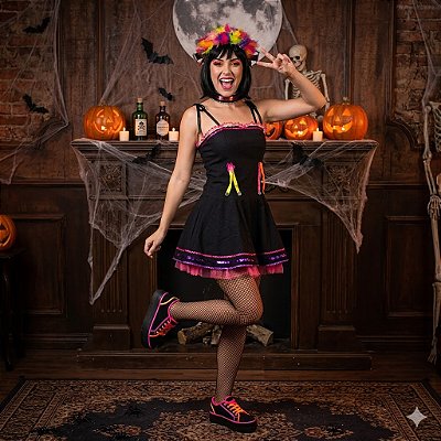 Fantasia Feminina Frankstein Tule Adulto - SOMENTE ALUGUEL