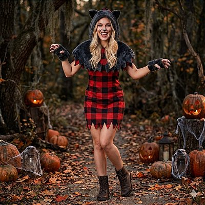 Fantasia Lobisomem Feminino Adulto - SOMENTE ALUGUEL