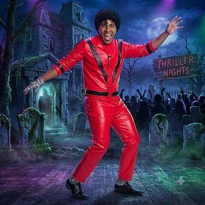 Fantasia Michael Jackson Thriller Adulto - SOMENTE ALUGUEL