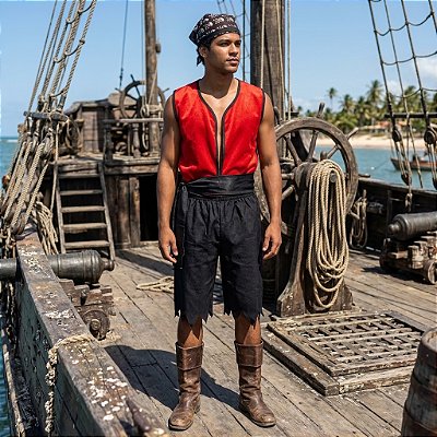 Fantasia Pirata Juvenil Colete Verão - SOMENTE ALUGUEL