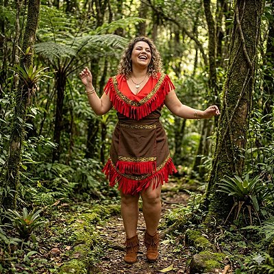 Fantasia Pocahontas Longa Plus Adulto - SOMENTE ALUGUEL