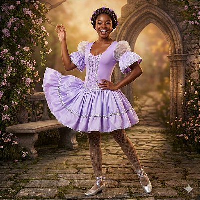 Fantasia Rapunzel Curta Courino Adulto - SOMENTE ALUGUEL