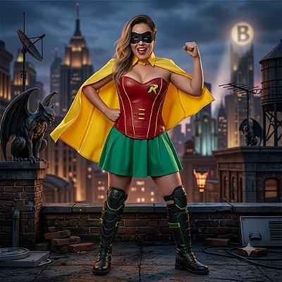 Fantasia Robin Feminino Super Luxo Adulto - SOMENTE ALUGUEL