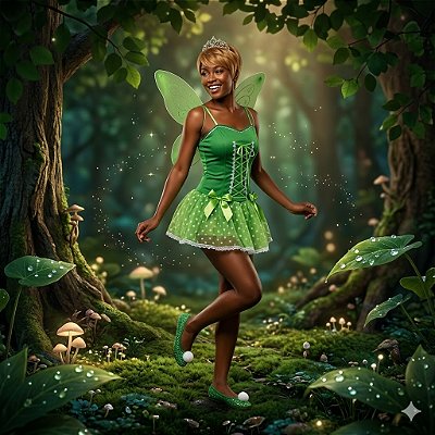 Fantasia Sininho Vestido Organza Adulto - SOMENTE ALUGUEL