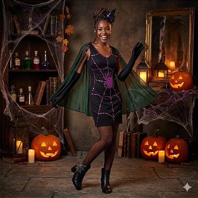 Fantasia Tarântula com Capa Adulto - SOMENTE ALUGUEL