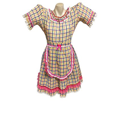 Vestido Junino Xadrez Marrie - SOMENTE ALUGUEL