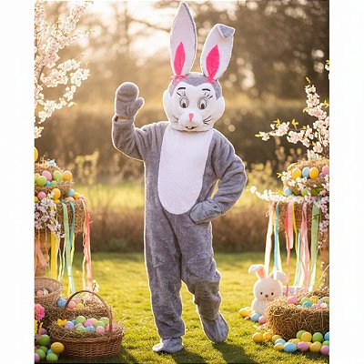 Coelho Cinza Cabeção Laços