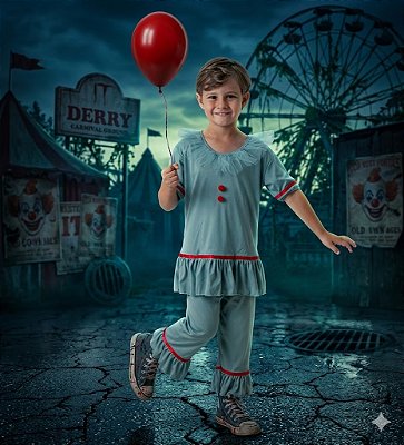 Fantasia Infantil Palhaço Cinza Leg