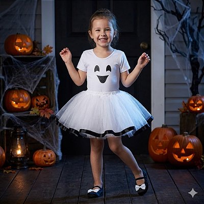 Fantasia Infantil Fantasminha Conjunto Feminina Leg