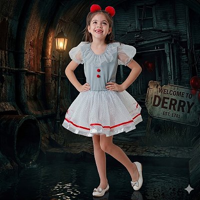 Fantasia Infantil Palhaça Cinza Leg