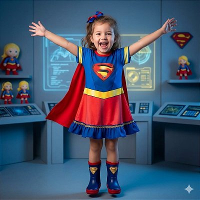 Fantasia Infantil Super Girl Estampada
