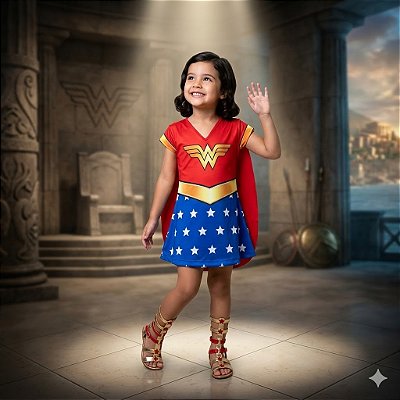 Fantasia Infantil Mulher Maravilha Estampada