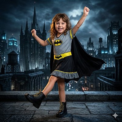 Fantasia Infantil Batgirl Estampada