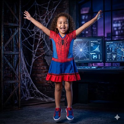 Fantasia Infantil Mulher Aranha Estampada