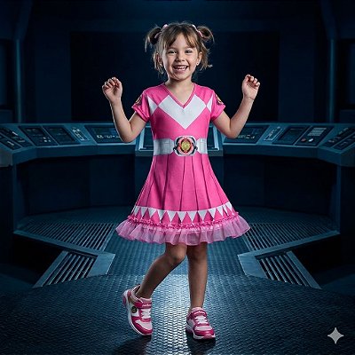 Fantasia Infantil Power Rangers Estampada