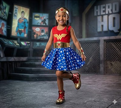 Fantasia Infantil Mulher Maravilha Luxo