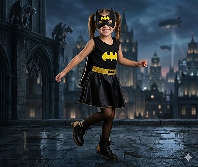 Fantasia Infantil Batgirl Vestido Preto