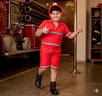 Fantasia Infantil Bombeiro Curto Leg