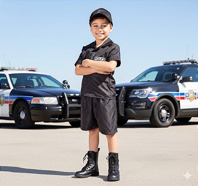 Fantasia Infantil Policial Conjunto Curto Leg