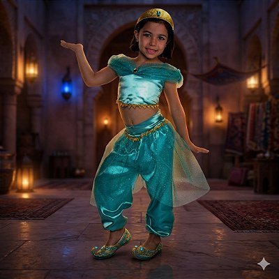 Fantasia Infantil Jasmine Feminina Fan