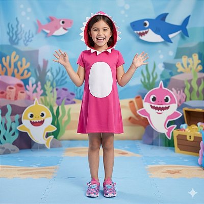 Fantasia Infantil Tubarão Rosa Feminina Fan