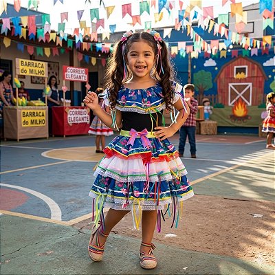 Fantasia Infantil Festa Junina Feminina - Kamille Preto