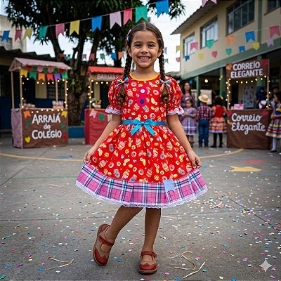Fantasia Infantil Festa Junina - Xadrez e Doces  BM