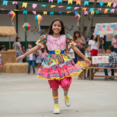 Fantasia Infantil Festa Junina Feminino Roberta - Campo Colorido 50272
