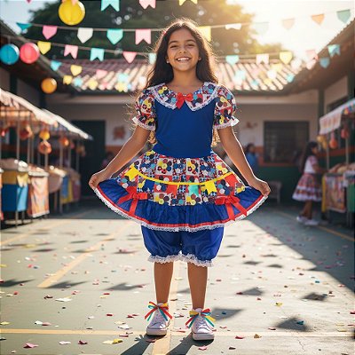 Fantasia Infantil Festa Junina Feminino - Flores de Botões 55006