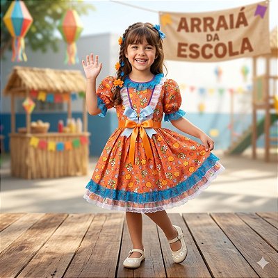 Fantasia Infantil Festa Junina Feminino - Frutas com Laço