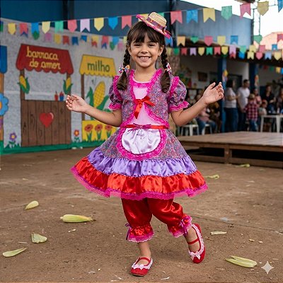 Fantasia Infantil Festa Junina Feminino - Casaco Florido