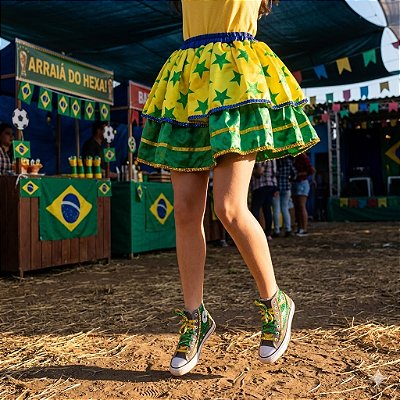 Saia Brasil Estrelas Cetim Infantil