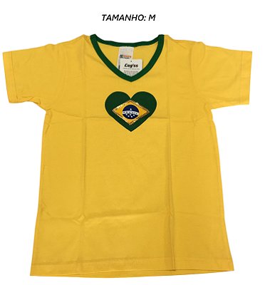 Camiseta Brasil Coração Brilho Adulto
