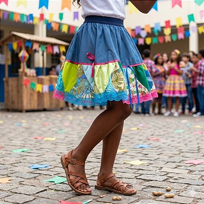 Saia Xadrez Ret Infantil Festa Junina