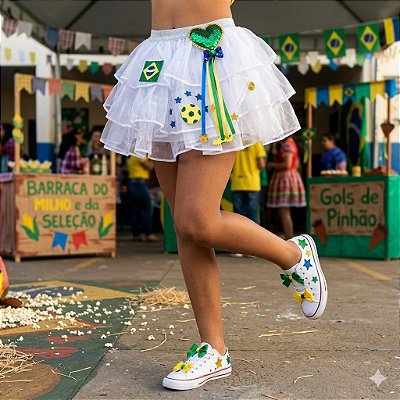 Saia Copa Do Mundo Infantil Tule Cust