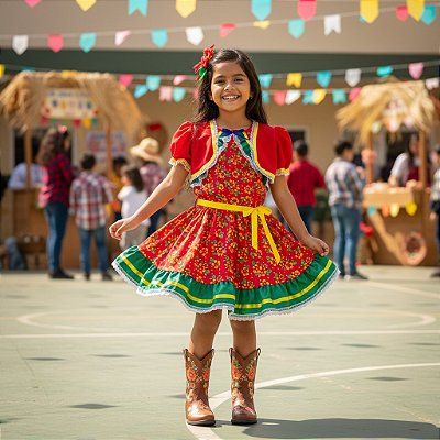 Fantasia Infantil Festa Junina Feminino - Florido c/ Bolero 1717