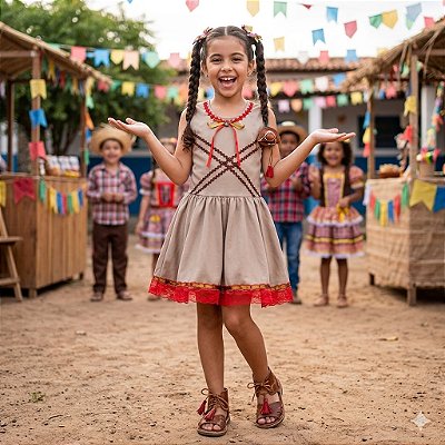 Fantasia Infantil Festa Junina Feminino Cangaceira Leg - 1824