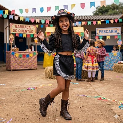 Conjunto Country Infantil Festa Junina Fem 2050 Leg