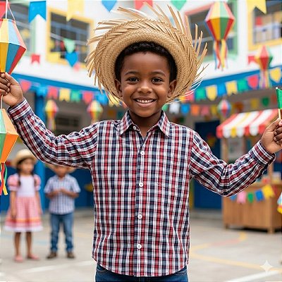 Camisa Xadrez  Infantil Festa Junina ML Masq