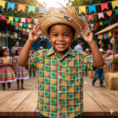 Camisa Xadrez Infantil  Manga Curta Festa Junina Bella