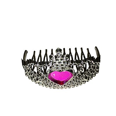 Tiara Mini Coroa Coração Prata