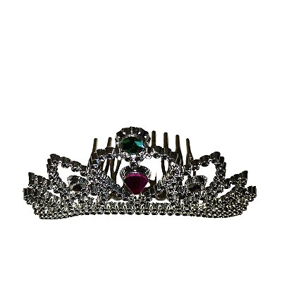 Tiara Média Coroa Coração e Pontas Prata