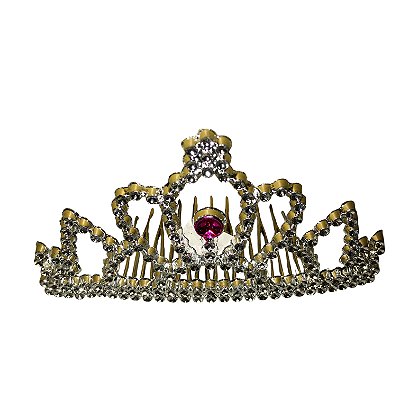 Tiara Média Coroa Bolinha prata