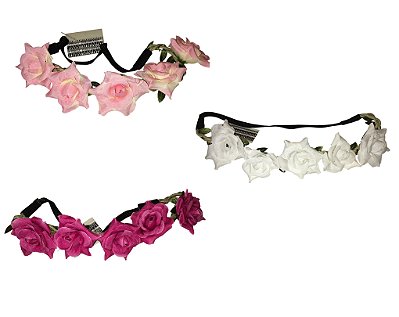 Tiara Rosas Abertas c/ Elástico