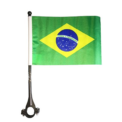 BANDEIRA BRASIL TECIDO C/HASTE DE MOTO 14X21