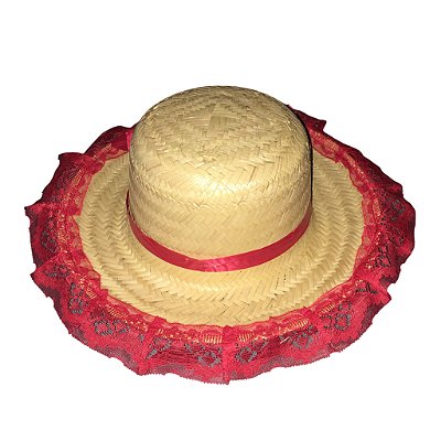 Chapéu Palha Festa Junina Rendas Fem Inf
