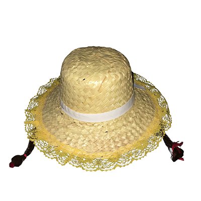 Chapéu Palha Festa Junina C/Trança Castanho Inf