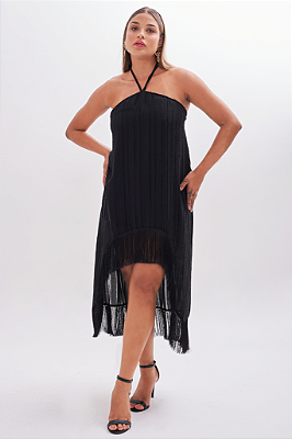 VESTIDO LAURA MULLET FRANJAS PRETO