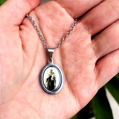 Corrente Feminina  com Medalha de Nossa Senhora do Carmo em Aço Inox